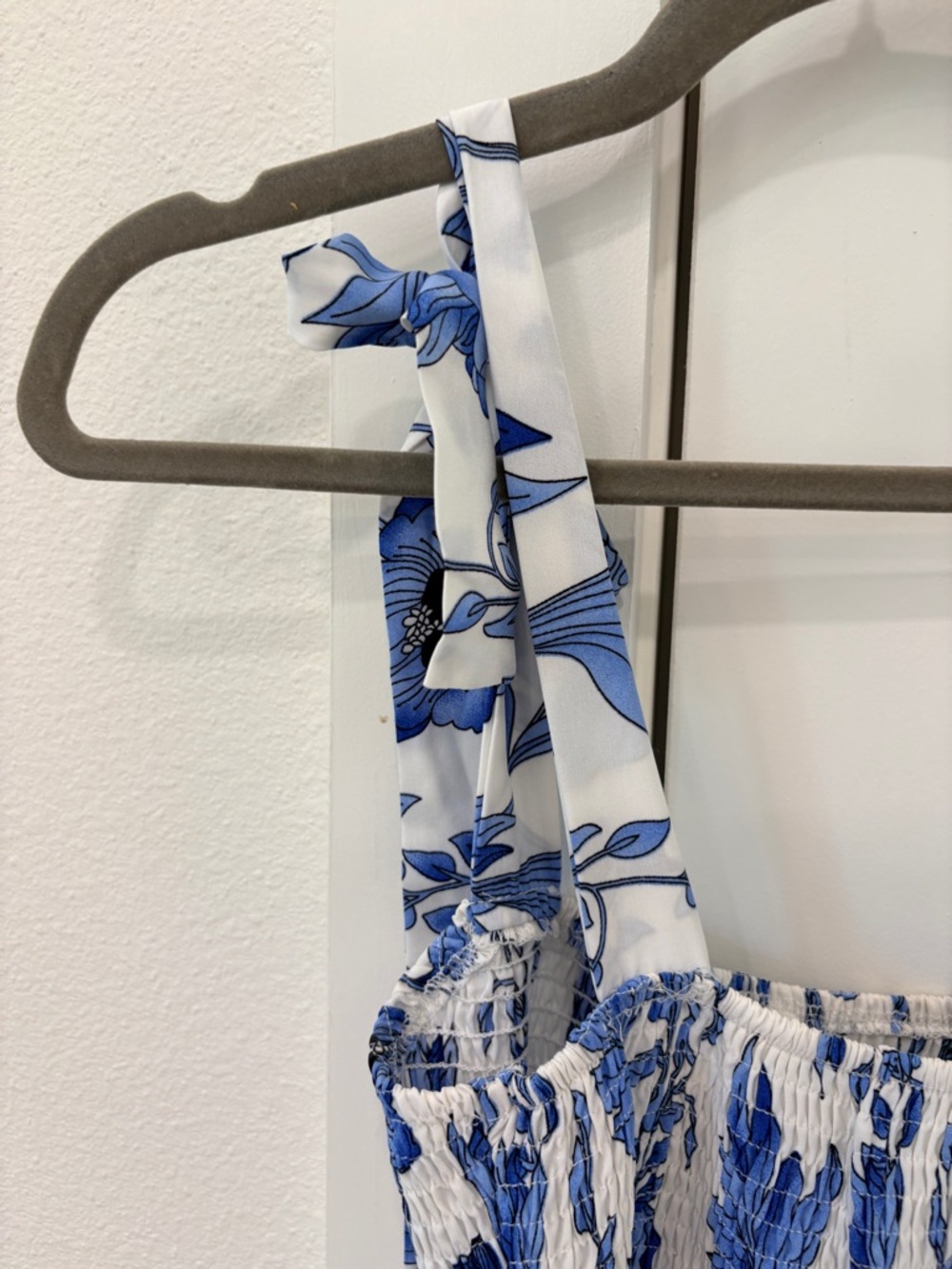 Blue Floral Smocked Maxi Dress - Women - Picture 9 of 10